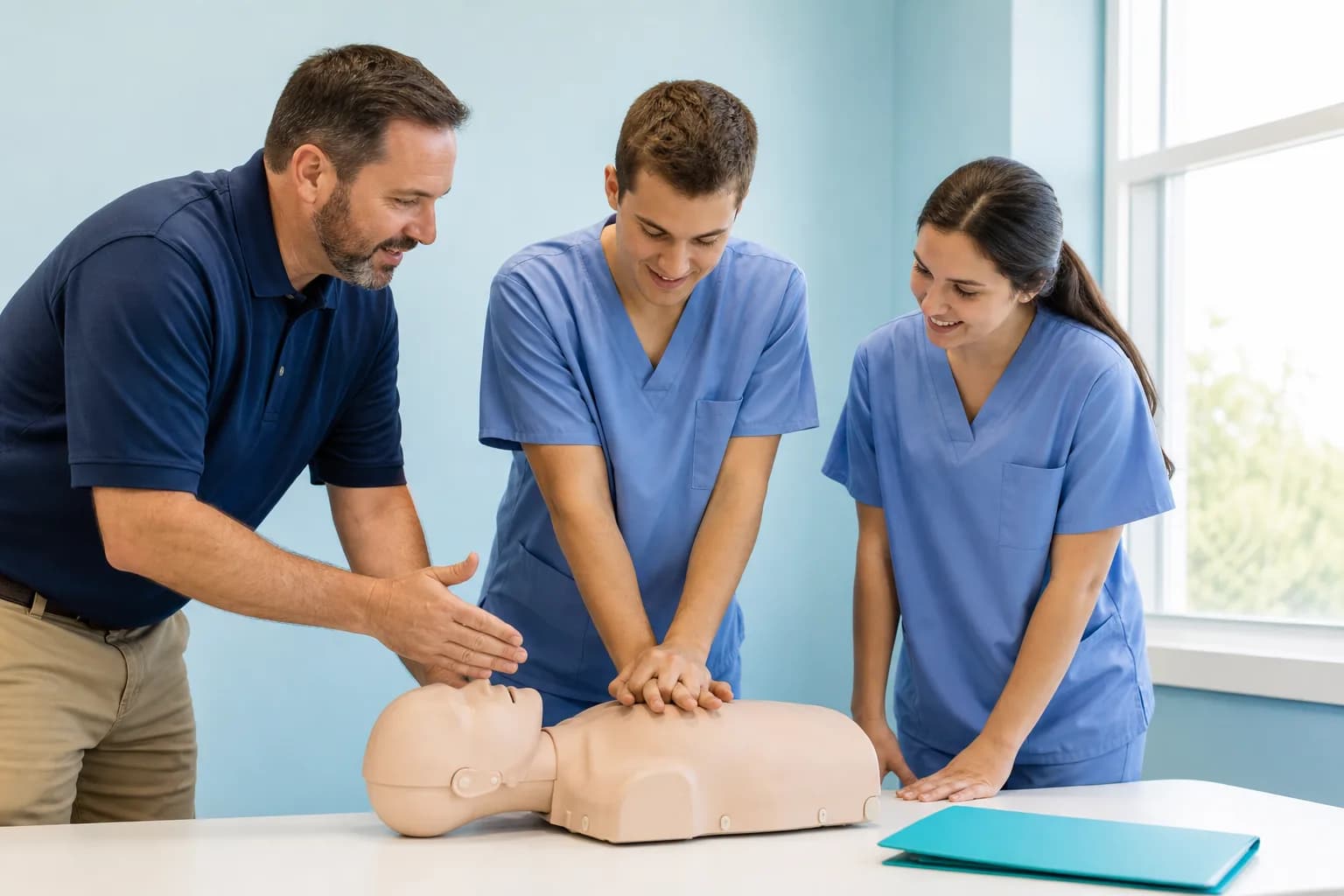 Instructor teaching a small certification class